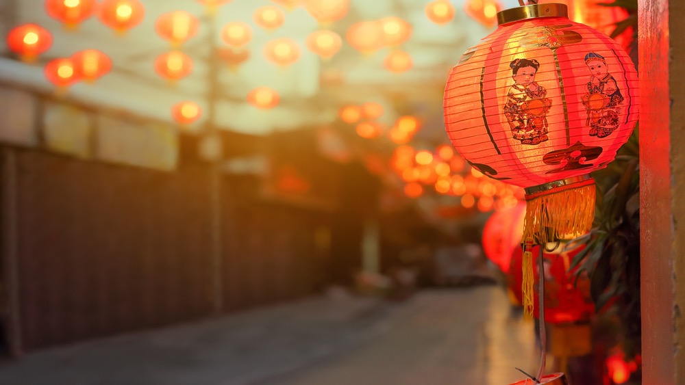 Chinese lampionnen met nieuw jaar